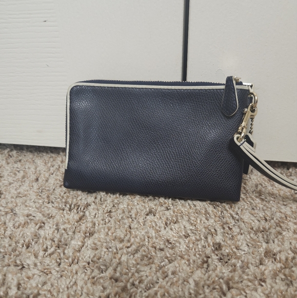 EUC Rare Coach Midnight Blue Crossgrain Double Compartment Wallet/Wristlet - Picture 2 of 9